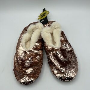 Oooh Geez Woman’s Size S Rose Gold Slippers.